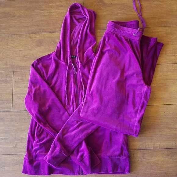 NYC Alliance Pants - NYC ALLIANCE Purple Cozy Velour Sweatsuit S